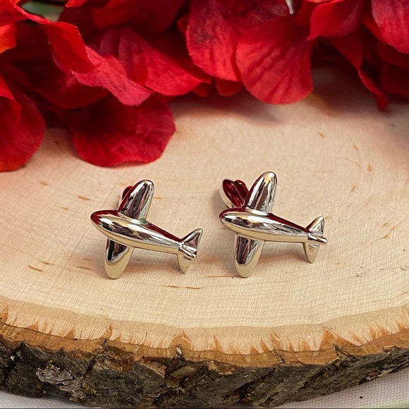 Silver Low Wing Airplane Aviation Cufflinks - Picture 5 of 9